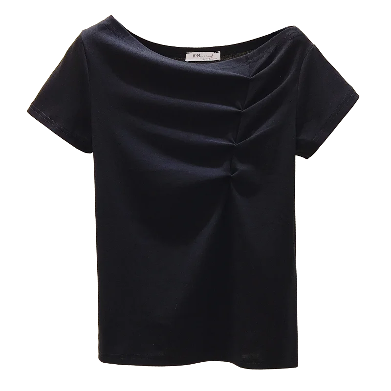 

Women's Short Sleeves Ruffles T-Shirt Cotton Tee 2020 Summer Girls Pullover Casual Tops Tees A2606