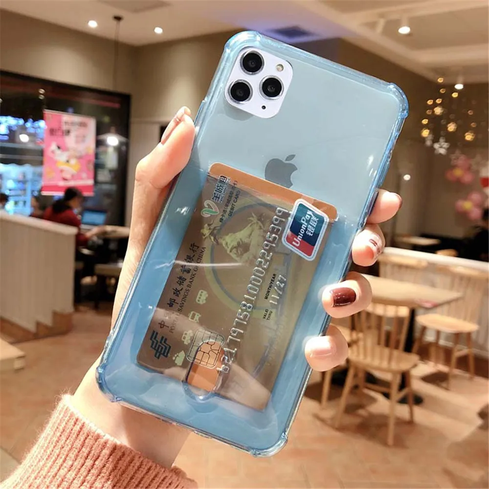 Чехол для телефона с кармашком карт iPhone 11 Pro Max X XR XS мягкая задняя крышка из ТПУ 6 6S 7