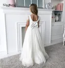 Платье для девочки с цветочным рисунком на свадьбу, Тюлевое длинное платье для маленьких девочек на день рождения, платья для причастия