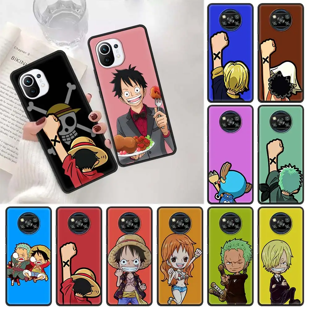

L-Luffy-O-One-P-Piece Anime Phone Case For Xiaomi Mi Poco X3 NFC M3 Pro Note 10 Lite 11 10T Pro 5G 9T Soft Silicone Black Cover