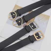 new design pu belt fashion square heart shaped round buckle belts for women trend decorative wild waistband for jeans waistband