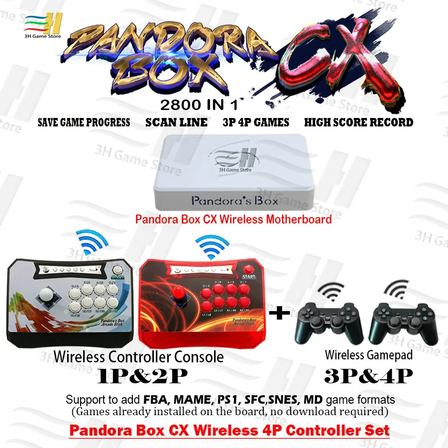 Pandora box CX 4P набор беспроводных контроллеров 2800 в 1 может сохранить рекорд игры
