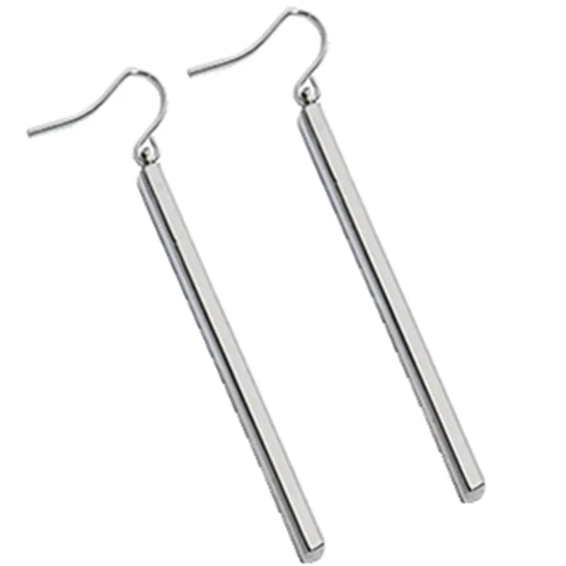 

Simple Straight Silver Plated Earrings Ladies High Quality Romantic Wedding Party Brinco Ladies Stainless Steel Earrings