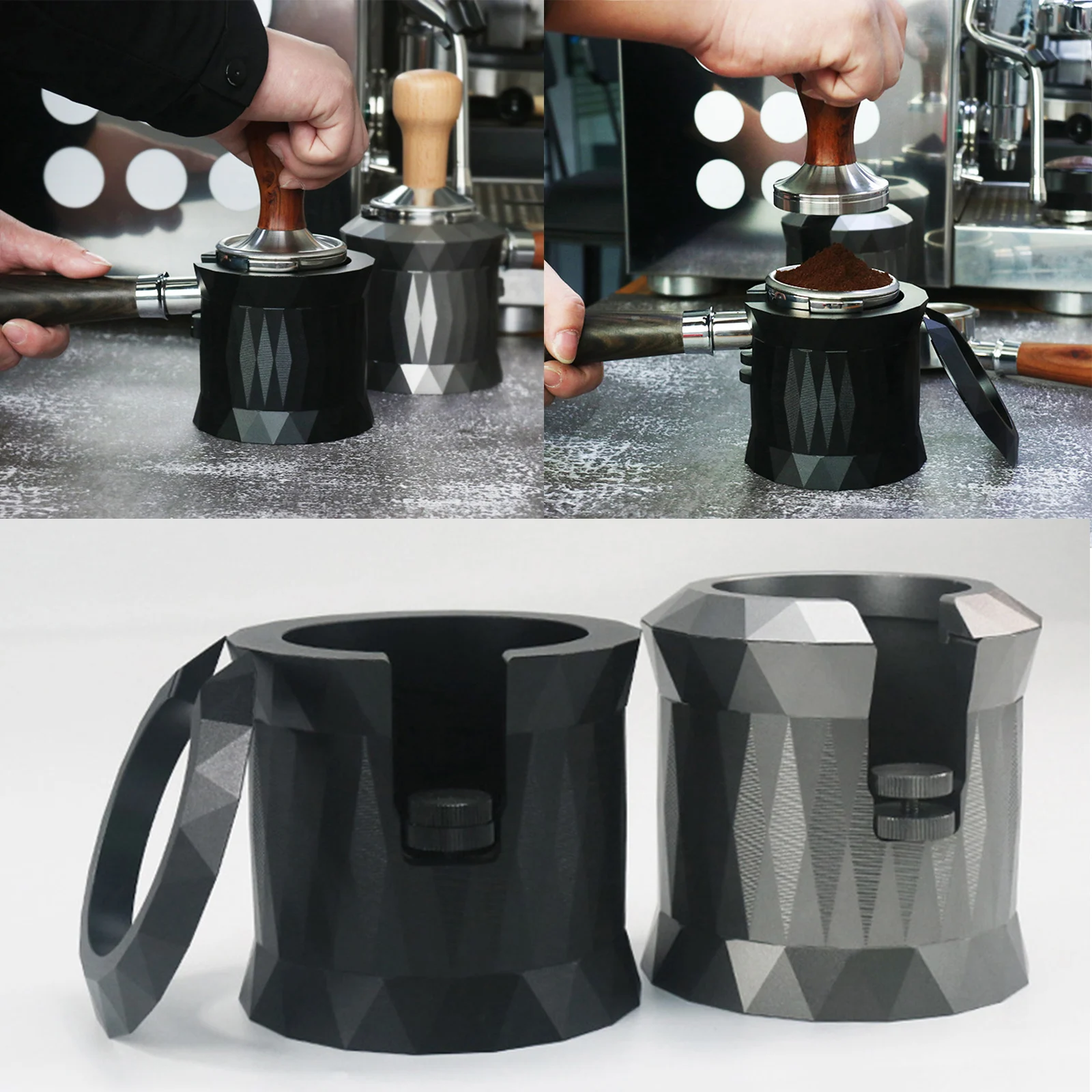 

Portafilter Holder Seat Anodized Aluminum Alloy Coffee Handle Tamper Station Fit for 51mm / 54mm / 58mm Portafilters
