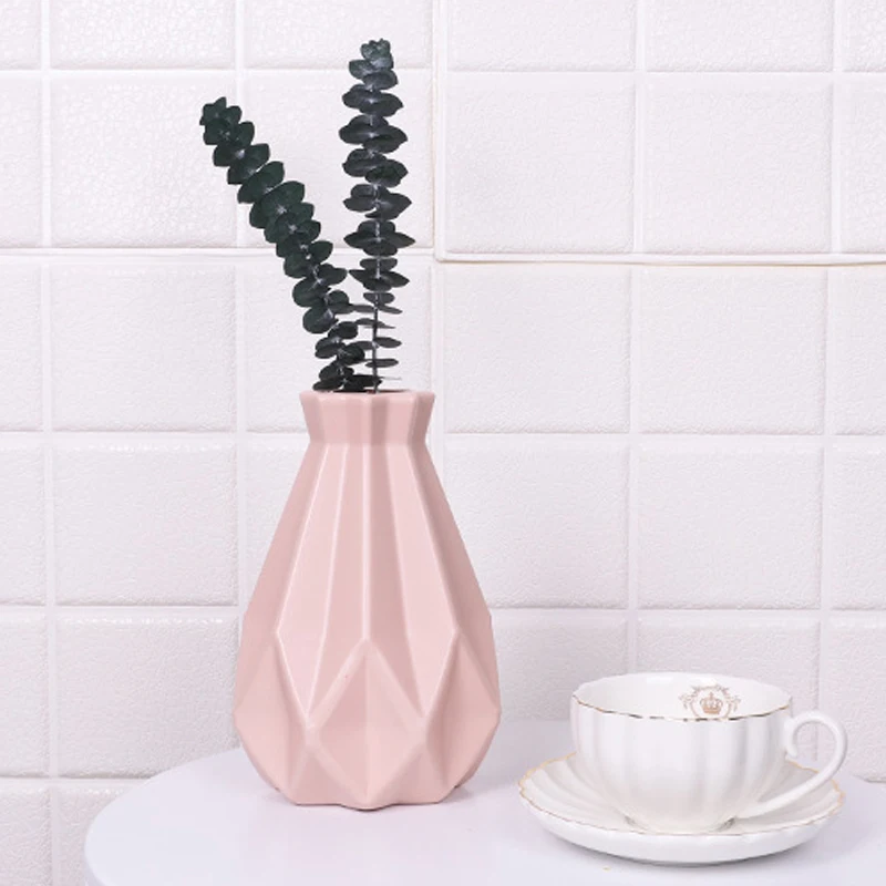 Plastic Flower Vase Decoration Home White Vases Imitation Ceramic Pot Nordic Style Basket | Дом и сад