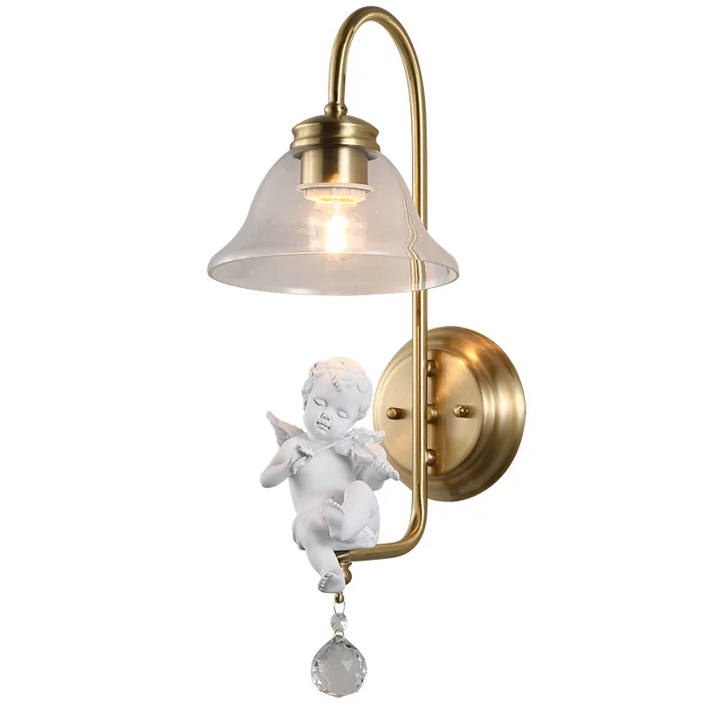 Европейский художественный латунный роскошный настенный светильник в виде