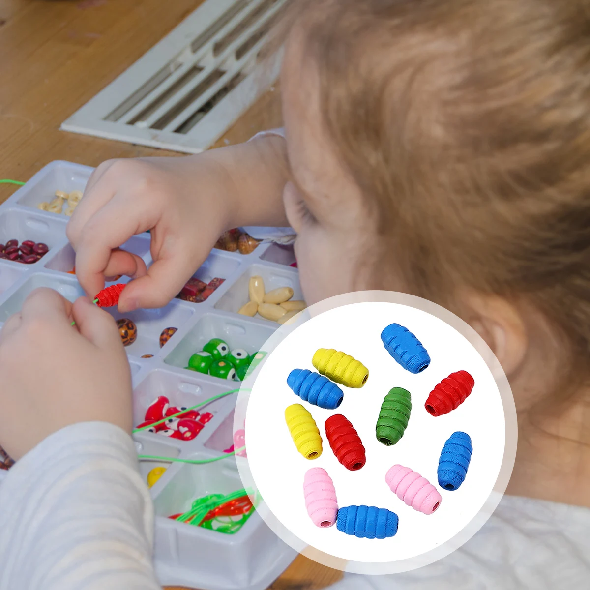 100 шт. детские деревянные бусины с резьбой | Дом и сад