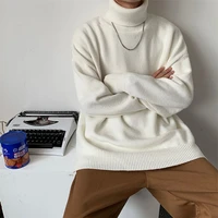 lazy turtleneck mens autumn and winter loose solid color bottomed sweater and korean fashion pullover