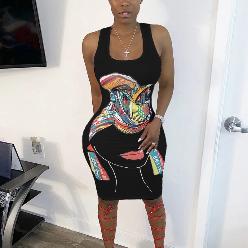 

2021 платье без рукавов для девочек, с мультипликацией, из кусков, с рисунком, с круглым вырезом, без рукавов, платье на каждый день абстрактные...