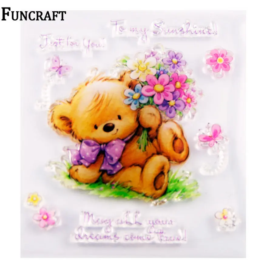 1 лист милый олень лежа цветок листья Бабочка прозрачные резиновые штампы для