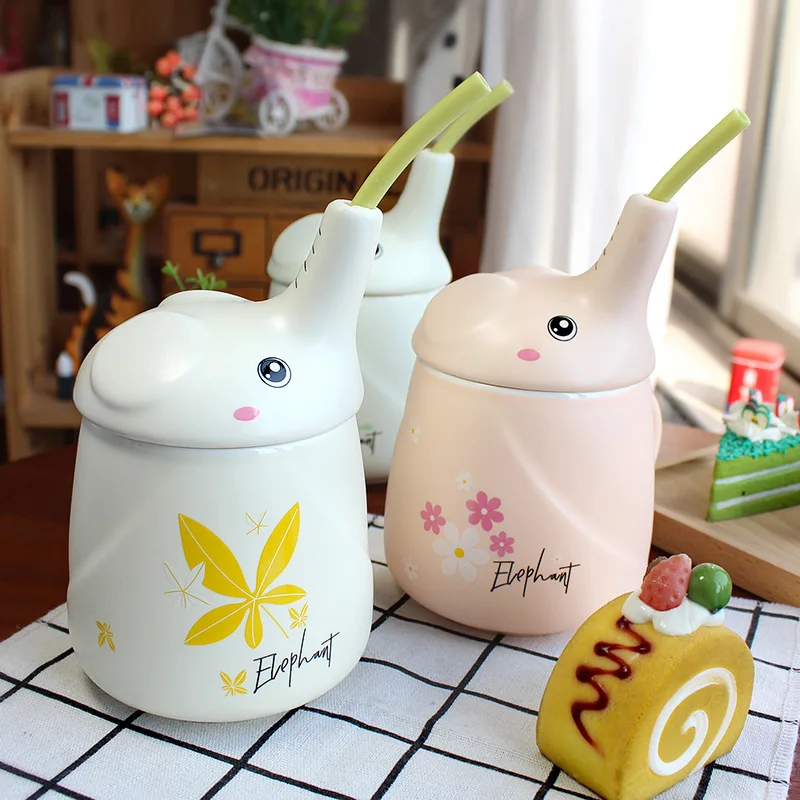 Школьница с длинным носом слон соломенная чашка креативная керамическая