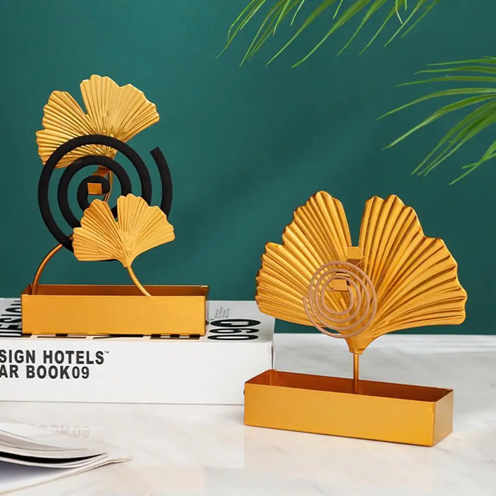 

Ginkgo Leaf Mosquito Coil Holder Wrought Iron Fireproof Repellent Rack Hanging Mosquito Coil Shelf Incense Burner Tray Supply