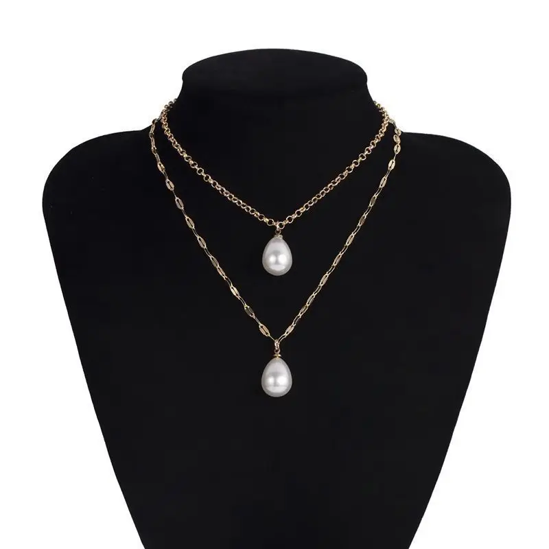 

Trendy Simulated Pearl Necklace Women Aesthetic Tassel Pendant Chain Necklaces Choker Charm Jewelry Collier Femme