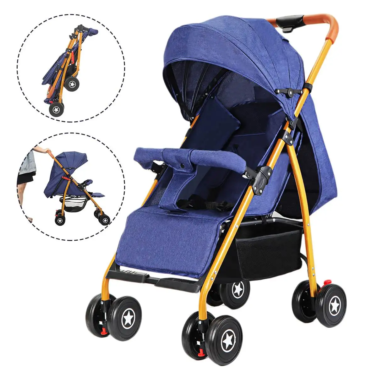 

Luxurious Waterproof Baby Stroller Portable Travel Baby Carriage Folding Pram Aluminum Frame High Landscape Car for Newborn Baby