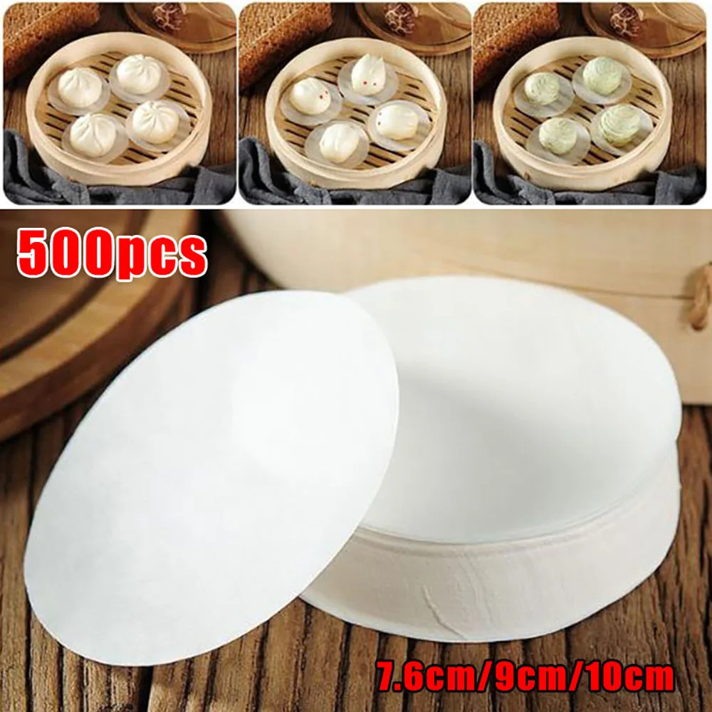 

500Pcs Air Fryer Steamer Liners Premium Wood Pulp Paper Non-Stick Steaming Basket Mat Baking Utensils For Kitchen Bread Dumpling