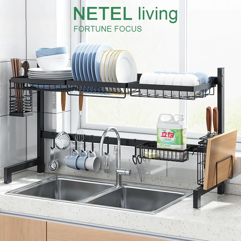 

NETEL Kitchen Dish Rack Kitchen Stainless Steel Sink Drain Rack Kitchen Shelf DIY Dishes Cutlery Drying Rack Pantry Organizer