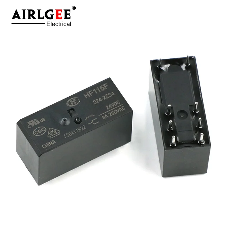 8-полюсное двухполюсное реле мощности DPDT HF-115F-024-2ZS4 24 В в переменного тока 8 А 10 шт. |