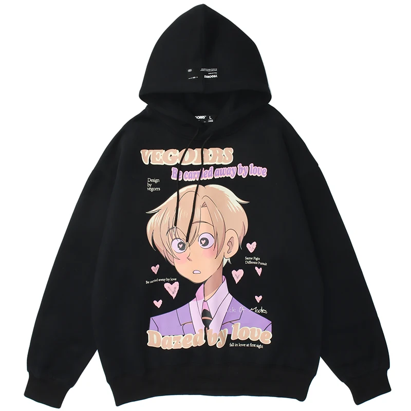 

Autumn Oversize Anime Hoodies Men Baggy Hooded Sweatshirt Fashion Harajuku Street Pullovers With Hood Clothing Tops Male Female