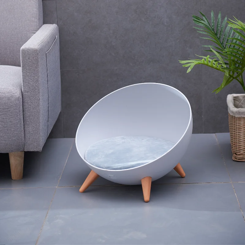 Cheap 2021 produtos para animais de estimação cama de gato pernas de madeira engraçado cama de cão criativo forma hemisférica cama de cão engraçado