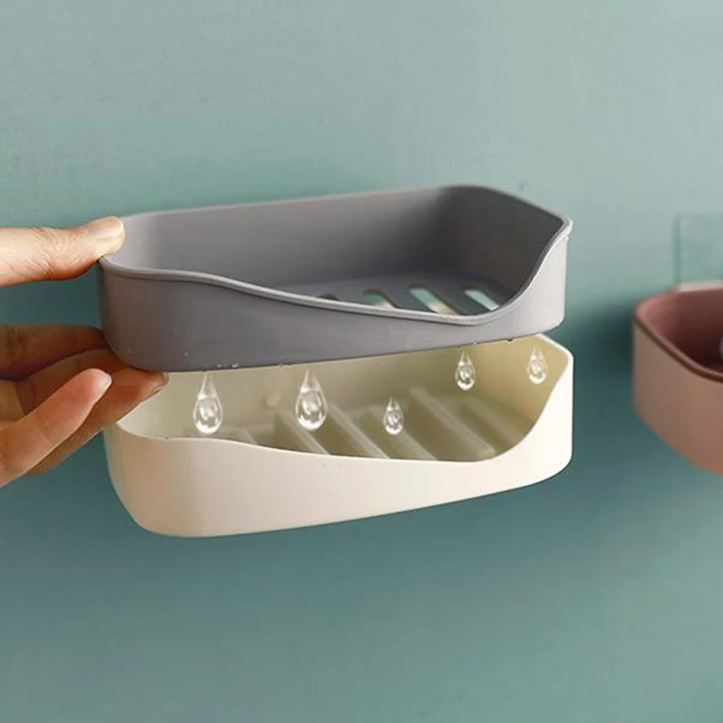 Настенный двухслойный держатель для мыла набор из 4 предметов самоклеящаяся