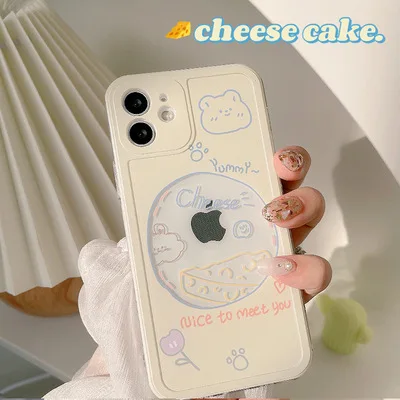 

Cute Creative Cartoon Cheese Bear Transparent Protective Cover Tpu Material Anti-falling Edging Suitable For Apple Series