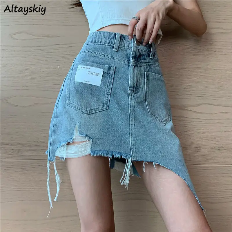 

Denim Skirts Women High Street Chic BF Stylish Harajuku Design Summer Mini College Clubwear Popular All-match Basic Retro Daily