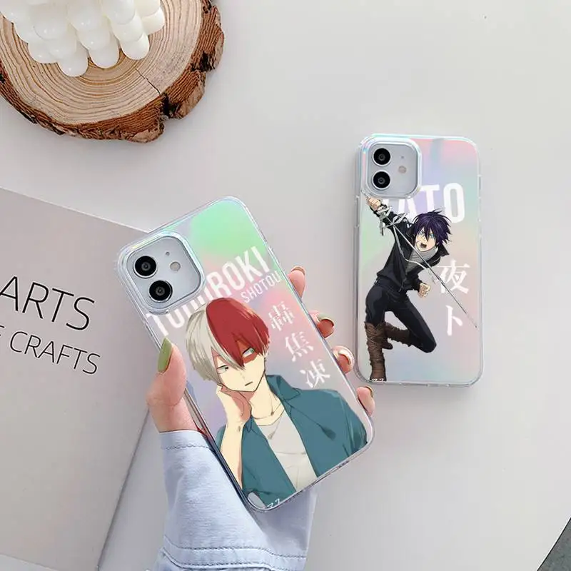 

My hero academia Phone Case for iPhone huawei P 7 8 9 11 12 10 30 40 S X XS XR MINI Pro Max Plus laser Transparent Glitter