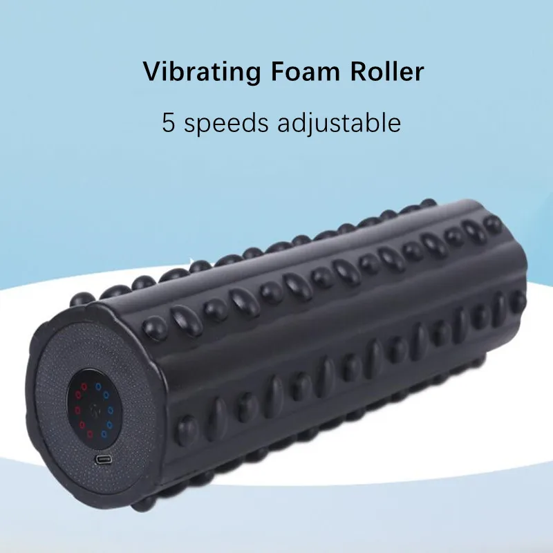 Kopen Multifunctionele 5 Speed Elektrische Fitness Yoga Kolom Spier Relaxer Massage Stokje Nek Roller Vibrerende Foam Roller Training Tool