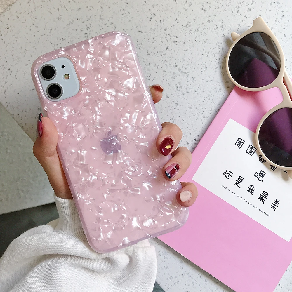 i Чехол для телефона LOVECOM для iPhone 11 Pro Max XR XS Max 6 6S 7 8 Plus X Dream Conch Глянцевая мраморная мягкая IMD задняя крышка на весь корпус подарки - Цвет: i
