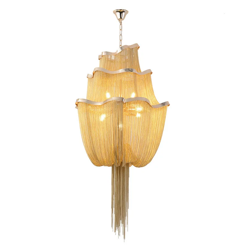 Современные золотые роскошные люстры люстра для гостиной с серебряной бахромой