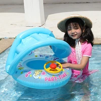 baby infant awning float pool swimming ring inflatable circle baby seat with steering wheel summer beach party pool toys