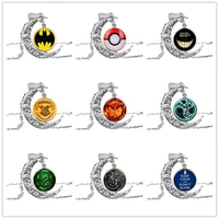 creative to the moon and back charm half moon round glass necklaces