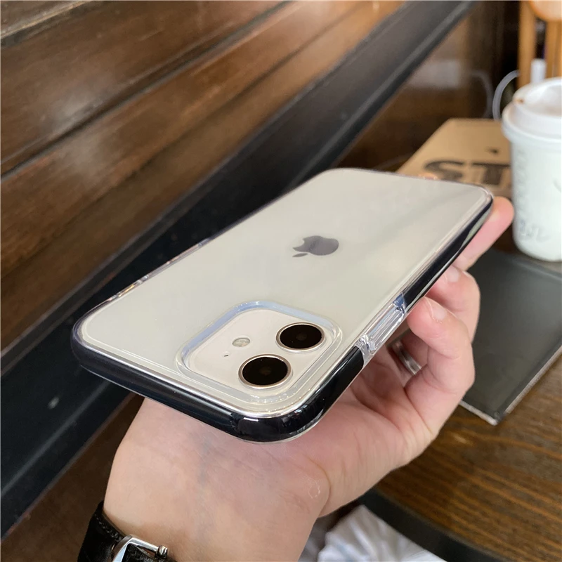 

Сверхпрочный Прозрачный мягкий силиконовый чехол для iPhone 13 12 11 Pro Max 7 8 Plus X XR XS Max SE модный защитный чехол для камеры