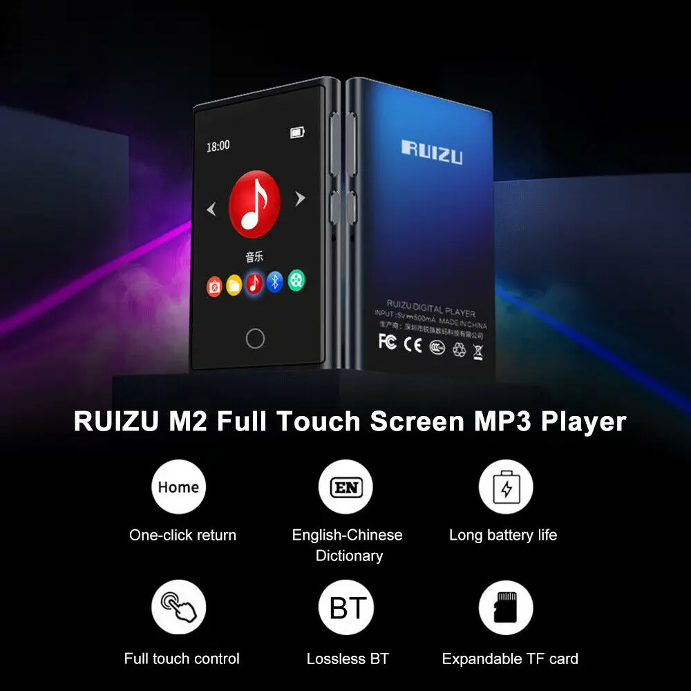 RUIZU M2 Bluetooth MP3 плеер полный сенсорный Экран 8 Гб оперативной памяти 16 встроенной