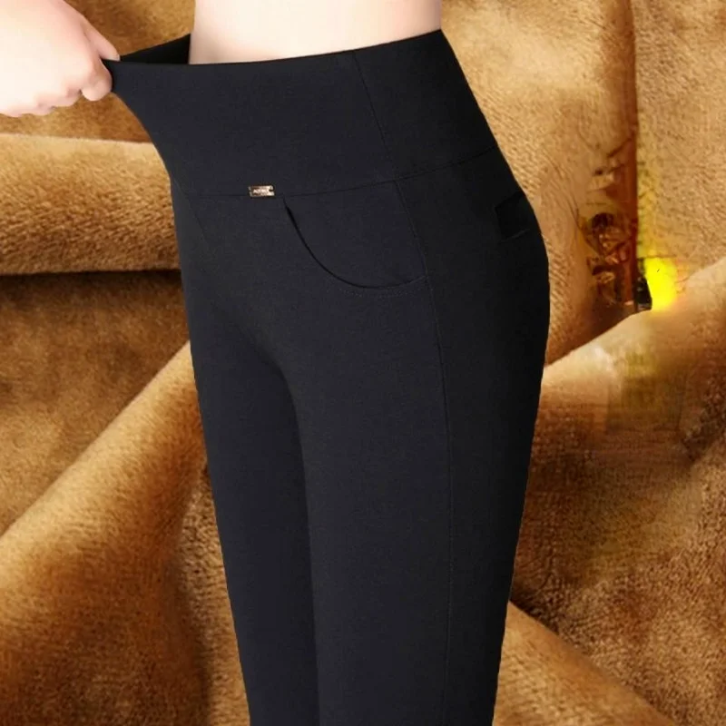 

New Autumn Winter Women's Pants 5XL Add Velet Mom Pants Elastic High Waist Casual Women Trousers Loose Straight X108