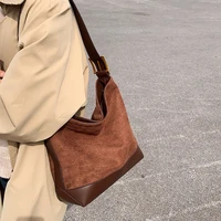 autumn winter womens retro frosted single shoulder bag suede leather high capacity designer handbag fashion versatile tote bag