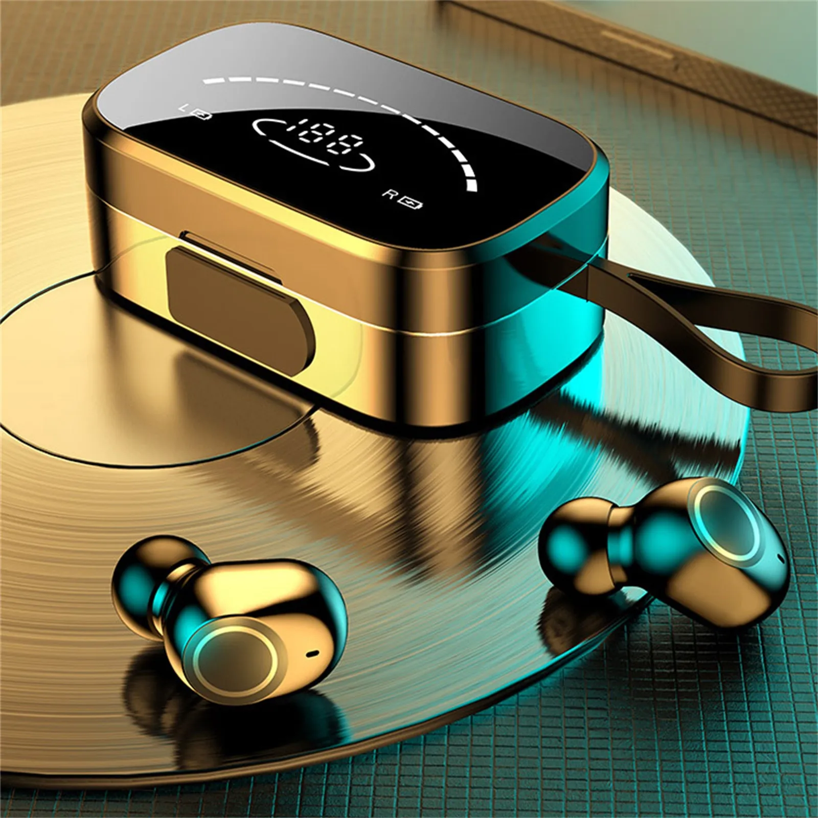 

New Wireless Headphones K2 Bluetooth 5.0 Mini In Ear High Definition Mirror Digital Display Headset Sports Waterproof Earphone