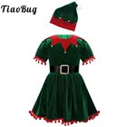 Рождественское платье для маленьких девочек с изображением эльфа, детский празднивечерние костюм Санта-Клауса, костюм для косплея, Рождественский наряд с блестящими пачками и шляпой