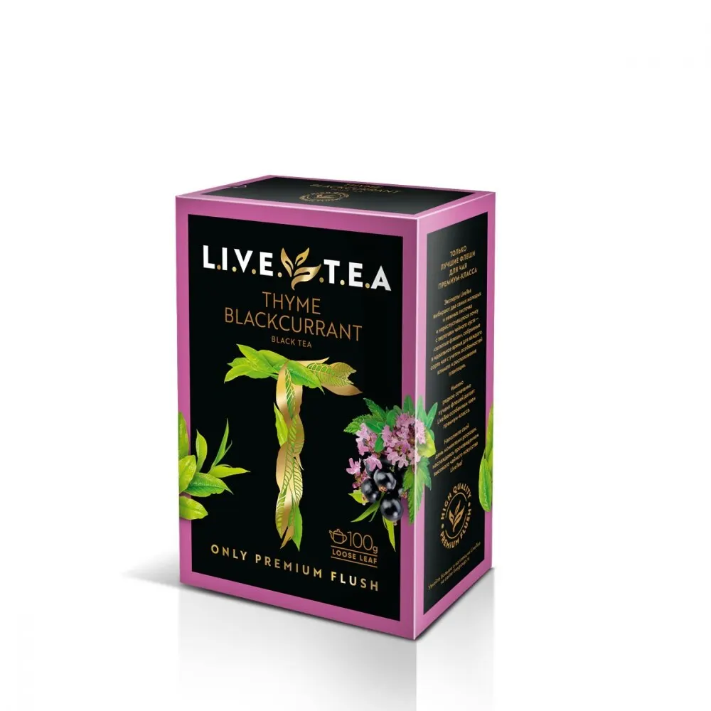 Чай Live Tea &quotThyme &amp Blackcurrant&quot черный листовой с чабрецом и черной смородиной 100 гр| |
