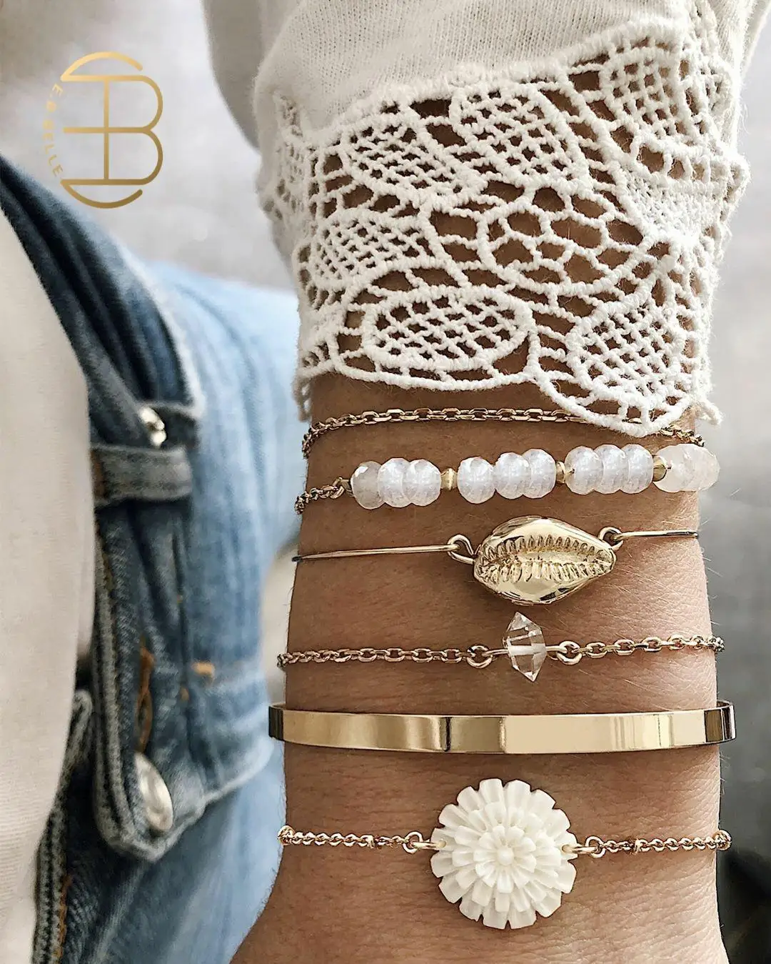 Оптовая продажа 6 шт./компл. браслеты в богемном стиле с бусинами из смолы и