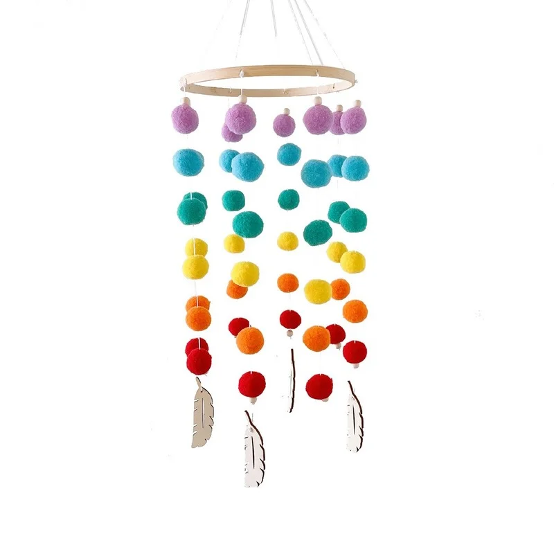 

INS Style Fur Ball Wind Chimes Children 's Room Wall Decoration Girl Heart Colorful Dream Wind Chimes