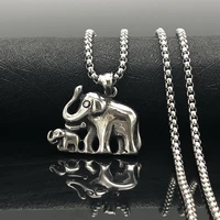 vintage punk elephant baby elephant animal pendant necklace mens rock party jewelry for women male gothic gift long necklace