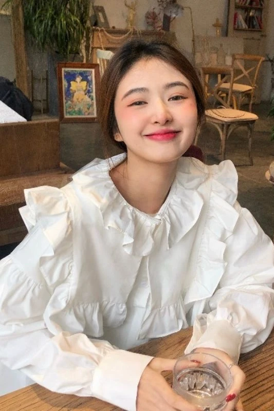 

French Ruffle pullover shirt women's 2021 new spring loose long sleeve casual shirt top