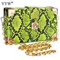 yyw green snakeskin pattern box shoulder bags female 2020 fashion handbag vintage hard surface evening bag clutchcs sac a main