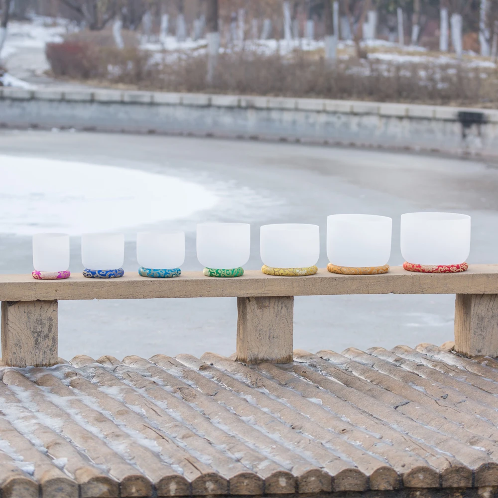 Поющая чаша из матового кварца для чакр 6-12 дюймов набор 7 шт. | Спорт и развлечения