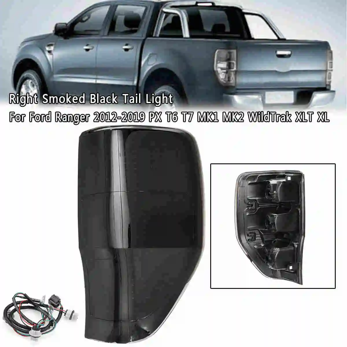 Right Влево/вправо курил черный задние фонари Крышка для Ford Ranger PX T6 T7 MK1 MK2 WildTrak XLT XL 2012 2013- с проводкой - Испускаемый цвет: Right