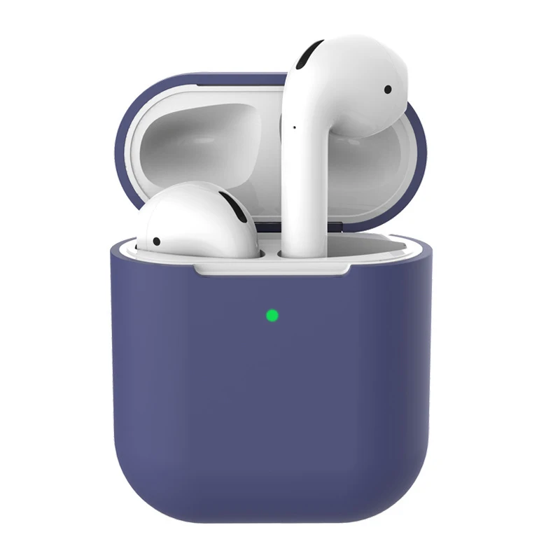Midnight blue Чехол для наушников Apple AirPods2 Мягкий силиконовый чехол беспроводной Bluetooth защитный чехол для наушников для Air Pods чехол - Цвет: Midnight blue
