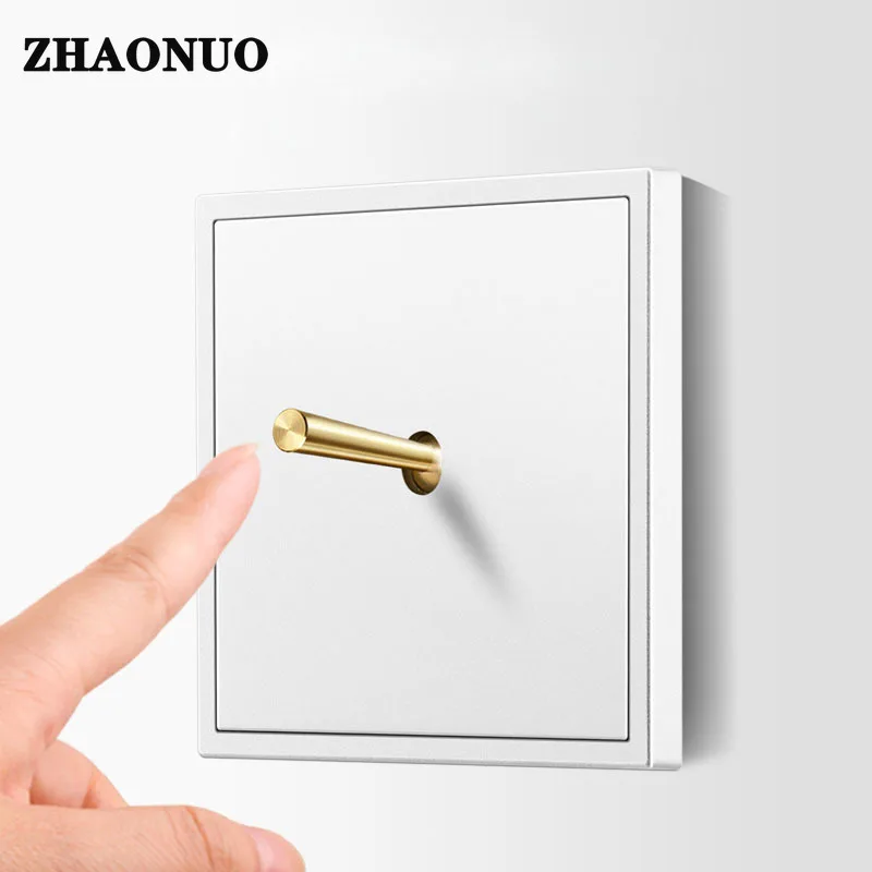 

White Wall Brass Lever Toggle Switch 1-4 Gang 2 Way Flame Retardant PC Panel Wall Light Switch
