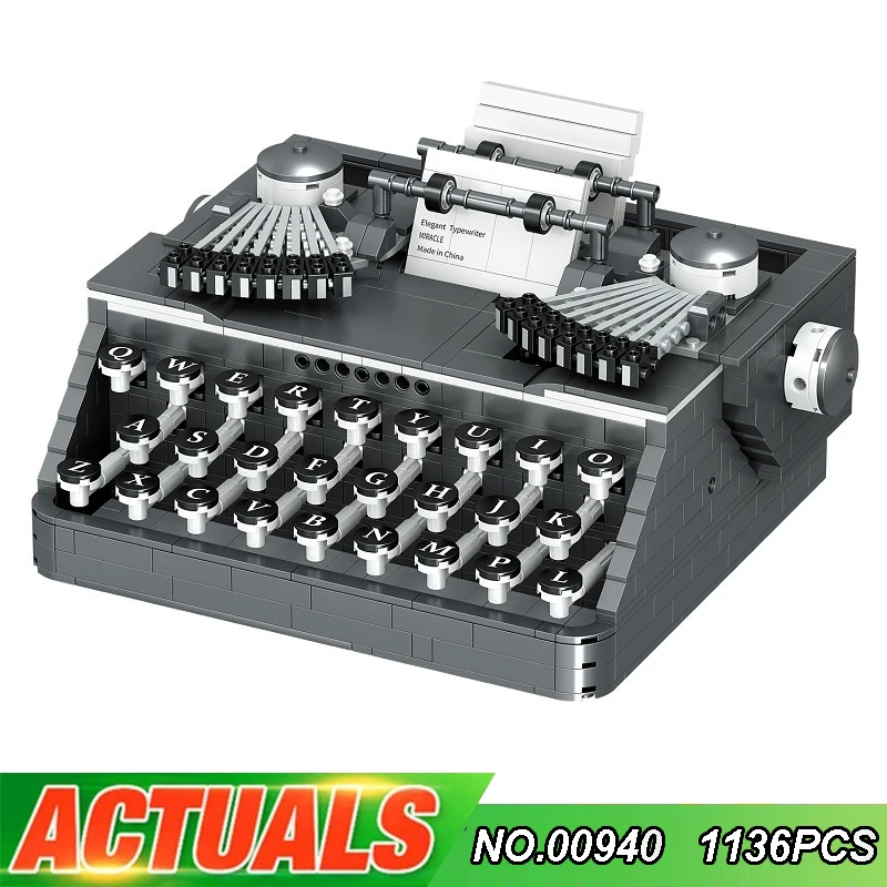

ZHEGAO 00940 Retro Style Typewriter Mini Particle Assembled Modular Building Blocks Bricks Children's Educational Toy Gift