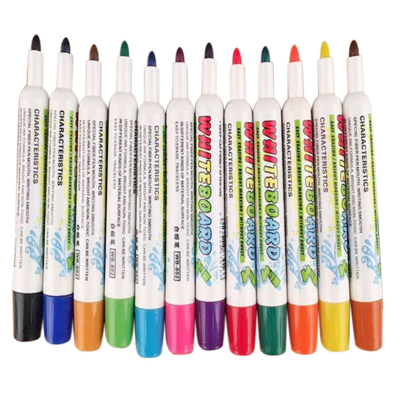 Маркеры 12 цветов ручка для сухого стирания со стираемыми чернилами белый